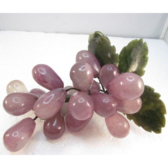 Amethyst and Green Aventurine Stone Grape Clusters with Leaves Set of 2 - Picture 8 of 16